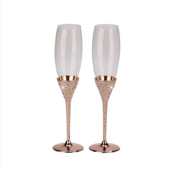 NEW CREATIVE GIFTS INTERNATIONAL galaxy champagne flutes set in rose gold